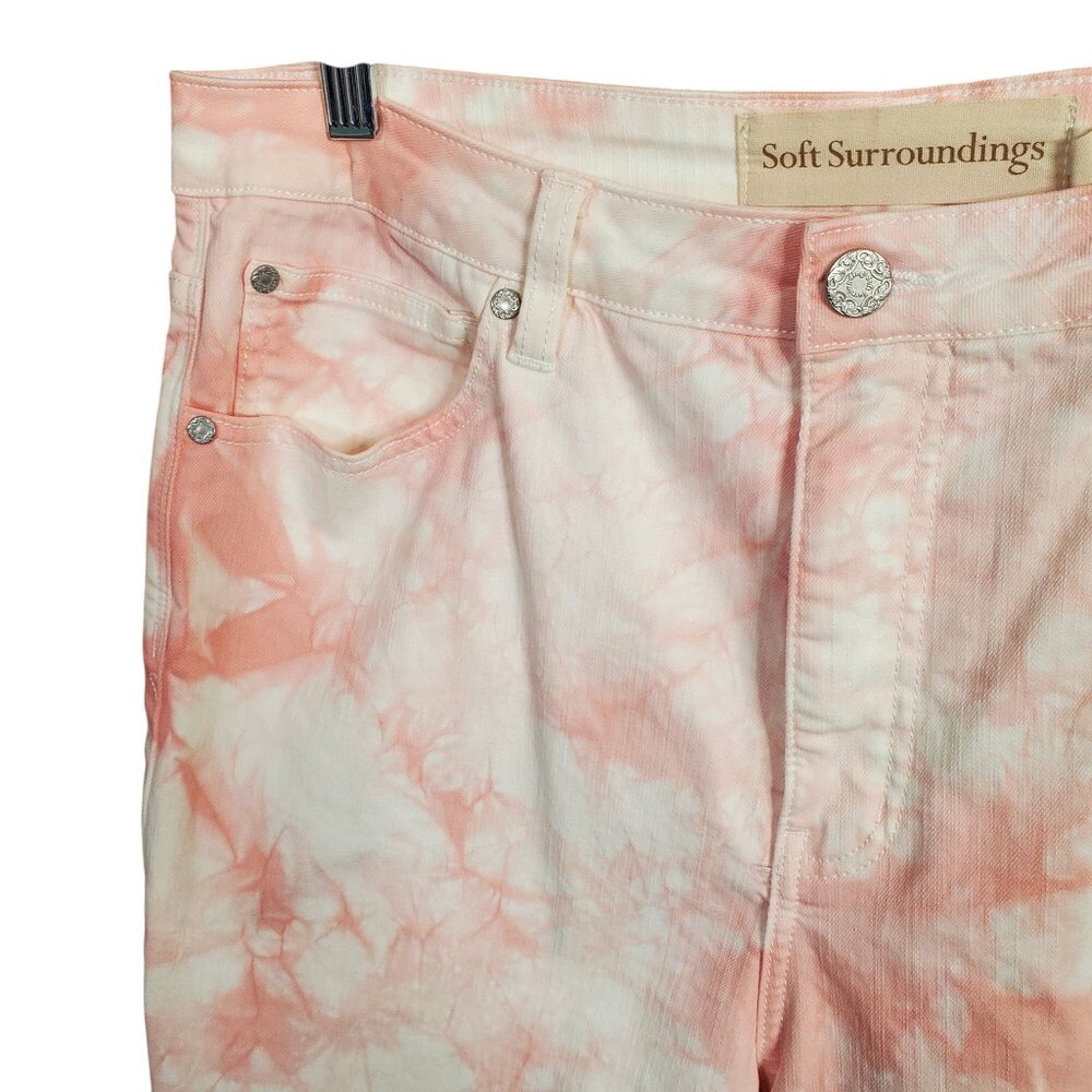 Soft Surroundings Size 14 Jeans Tie Dye Pants Boho Skinny Pink White - Picture 3 of 11